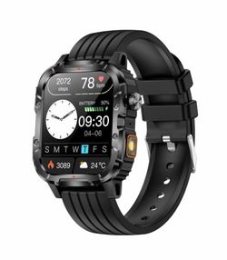 Black Rugged Smartwatch with Heart Rate Monitor