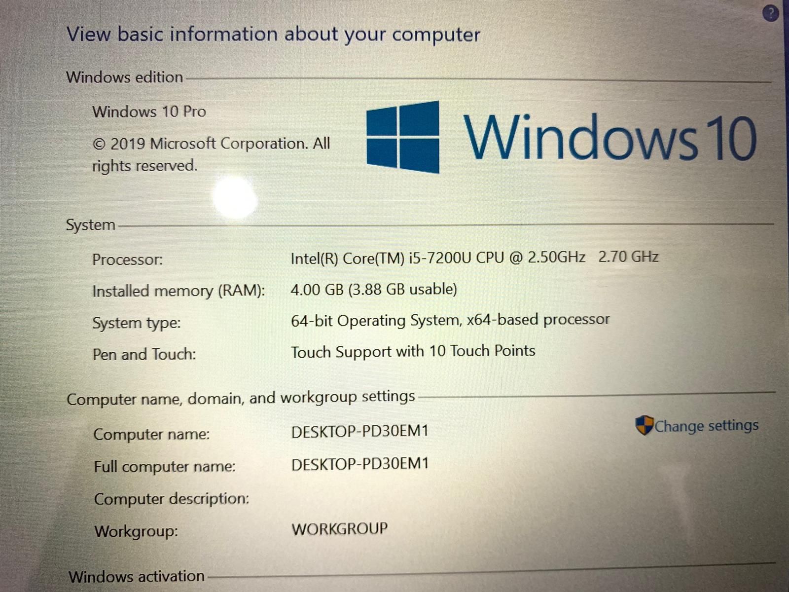 Dell Latitude 5480 2017 13” TouchScreen i5 7200u//4GB//256SSD