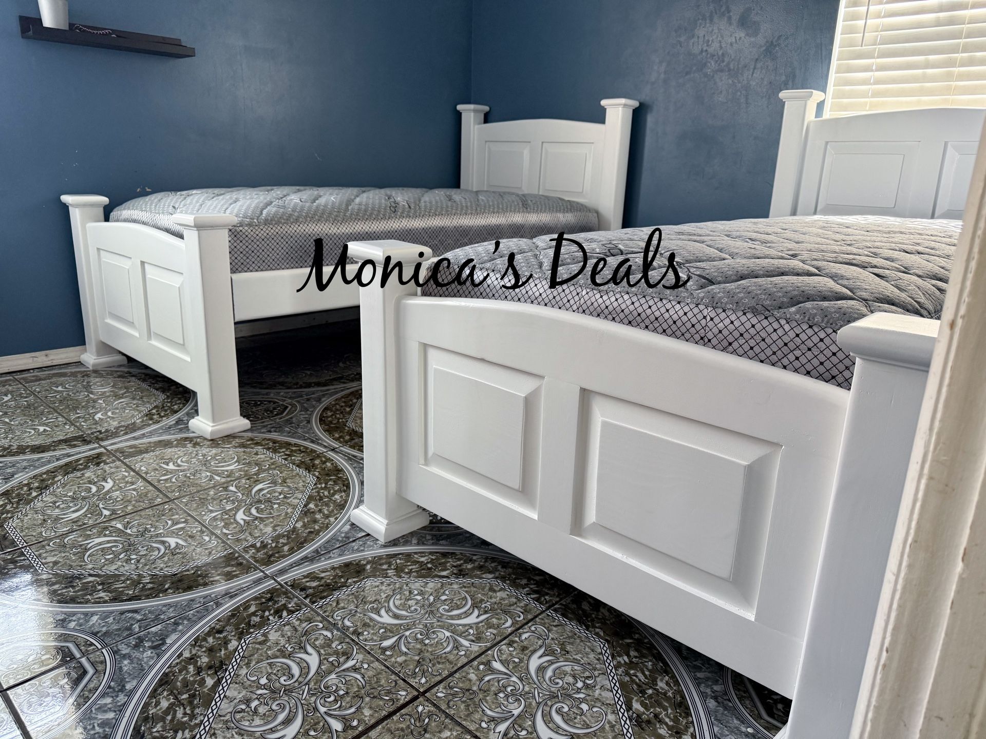 2 Twin Solid Wood Beds With Mattresses $700