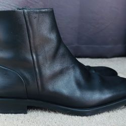 ZARA Black Leather Square Toe Ankle Boots – Men’s Size 43 (10 US)