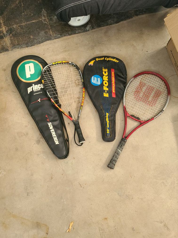 4 Rackets For Tennis Squash And Racket Ball