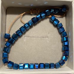 Peacock Blue Crystal Bohemian Drawstring Bracelet