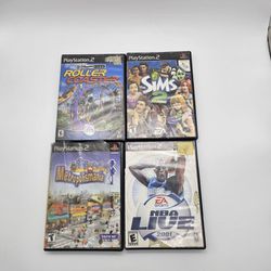 Playstation 2 (PS2) Game Lot - 4 Games - Roller Coste, NBA, The Sims 2, Metropolismania