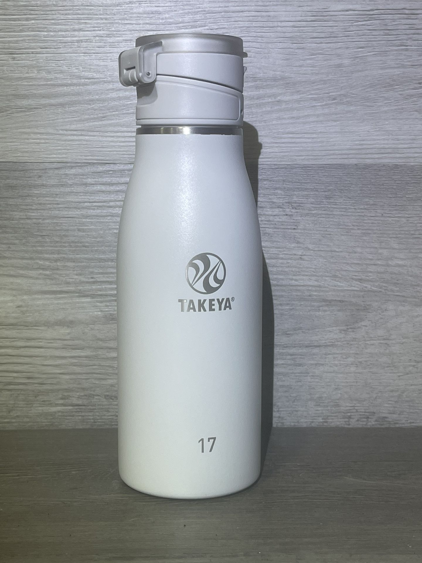 Takeya Insulated Stainless Steal Travel Mug W/FlipLock Spout Lid-White 17 Oz