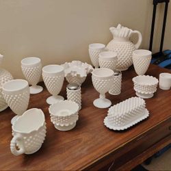 Hobnail Milk Glass Set 