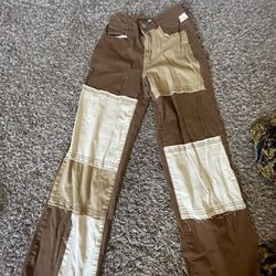 brown straight legged pants 