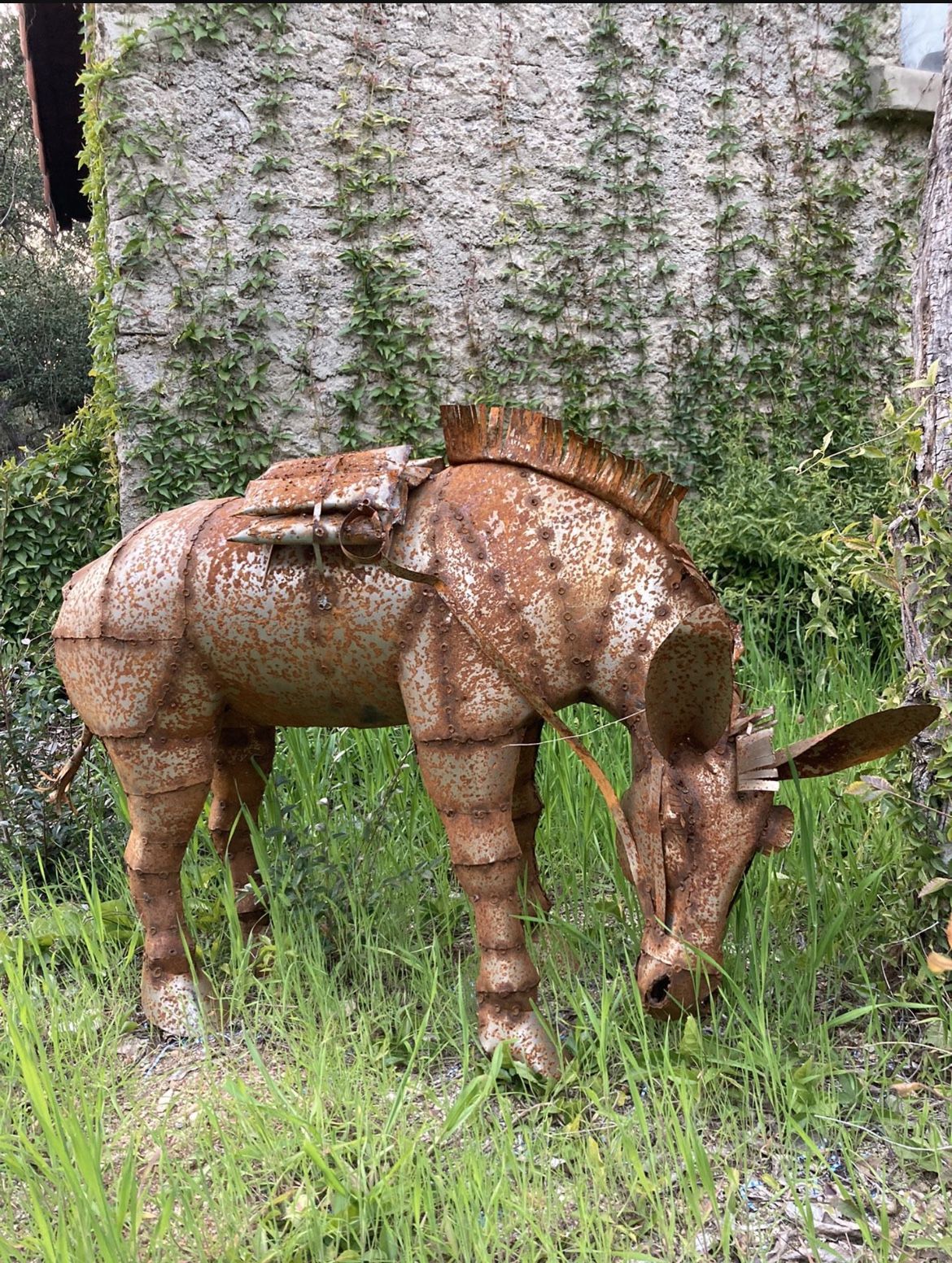 Rustic Handcrafted Metal Donkey Metal Burro Metal Mule Metal Yard Art Donkey