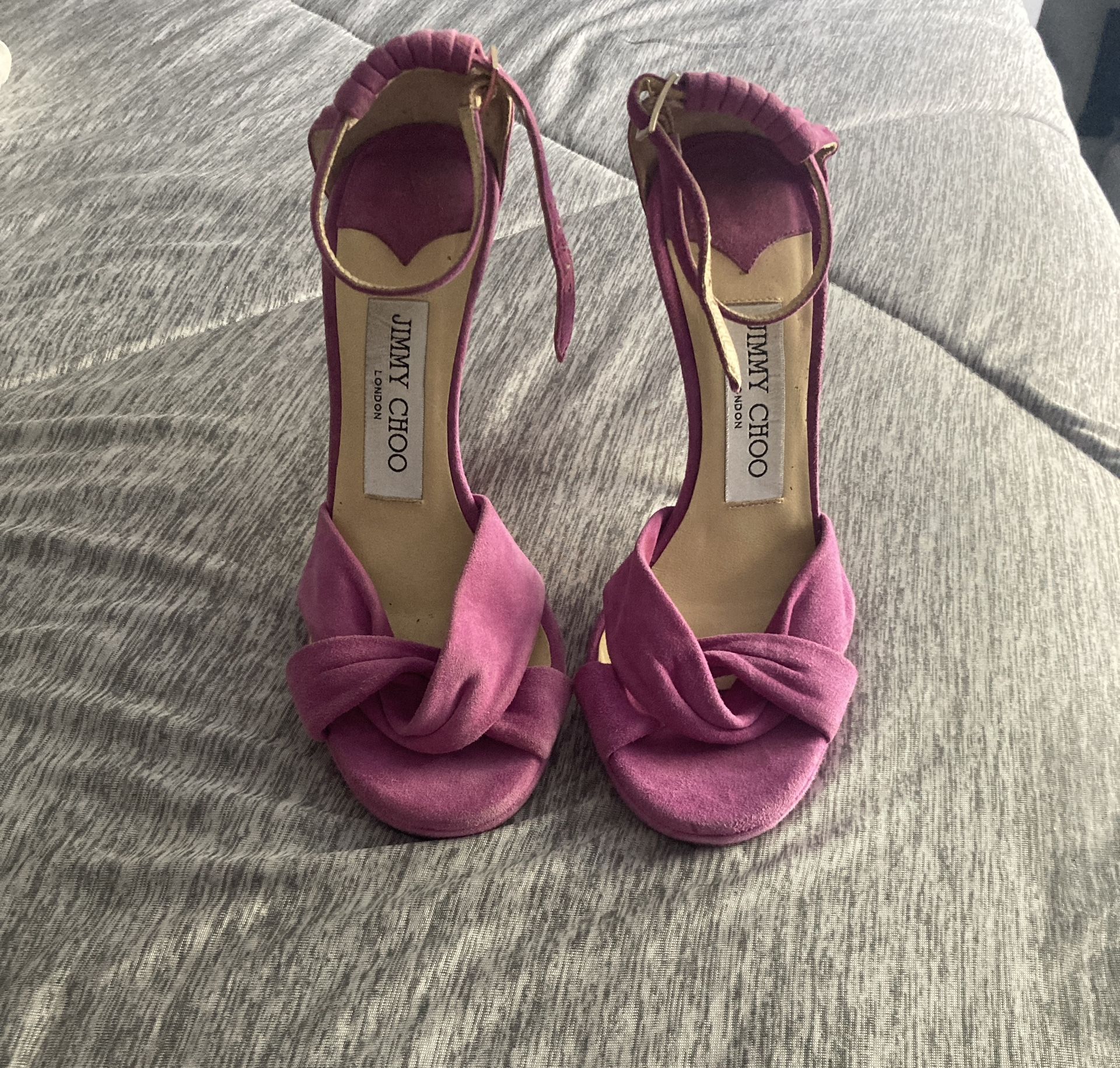 Jimmy Choo Marion Suede Heels Size 35.5 Purple/Magenta Ankle Strap Sandal