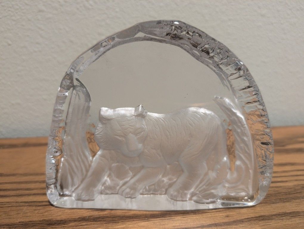 Goebel Lead Crystal Tiger Paperweight Figurine