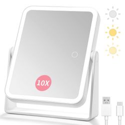 DESCHEN Rechargeable Travel Makeup Vanity Mirror with Lights 