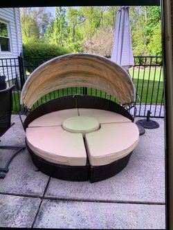 Outdoor patio wicker cabana