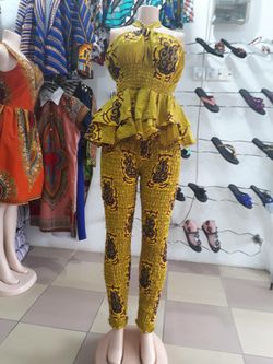 High quality African print stretch pant and top - size 10 to 12