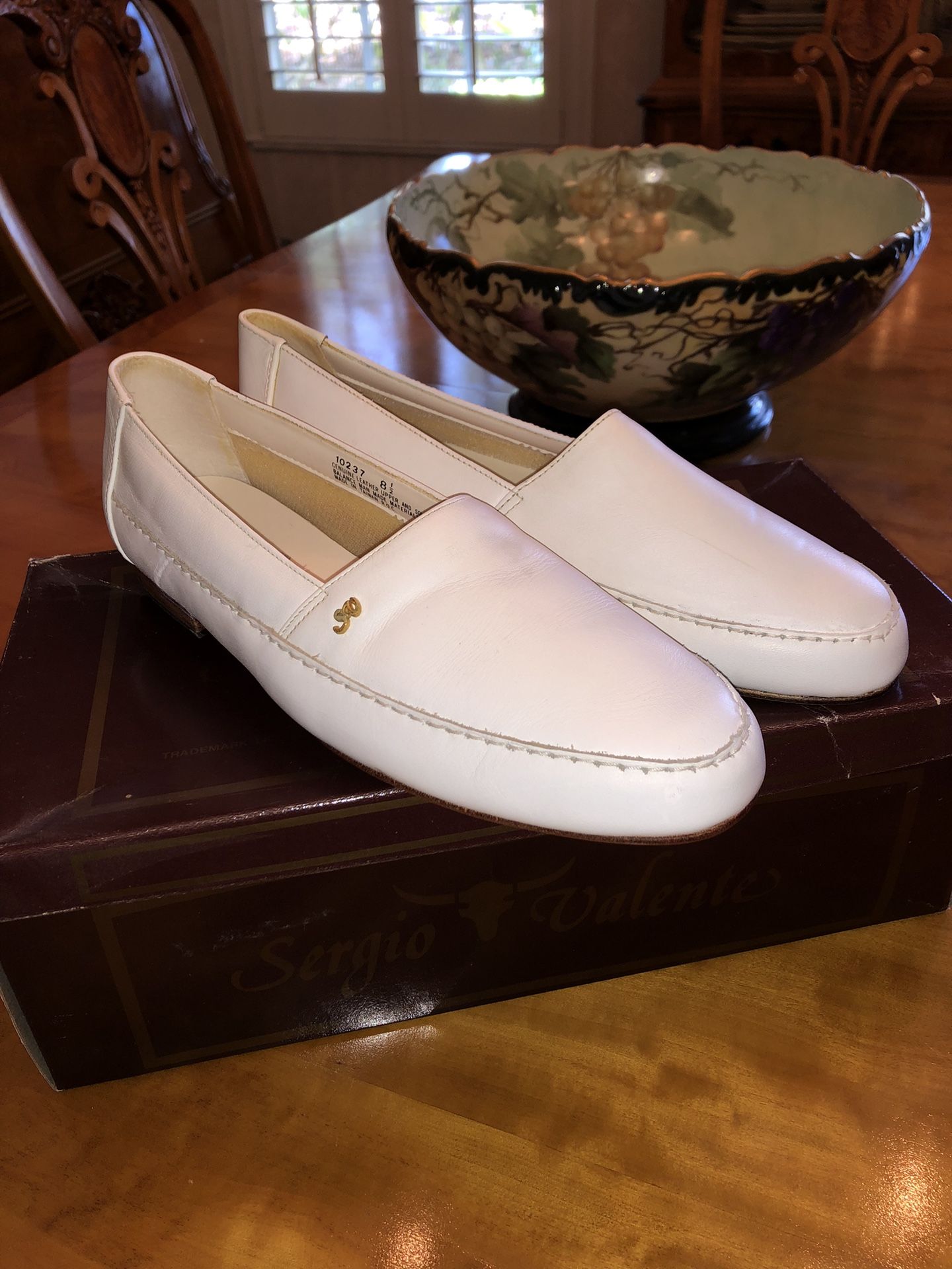 Vintage Sergio Valente Men's Dress Shoes Loafers White Leather sz 8 1/2