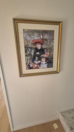 Framed Picture by Renoir. Two sisters.  beautiful frame