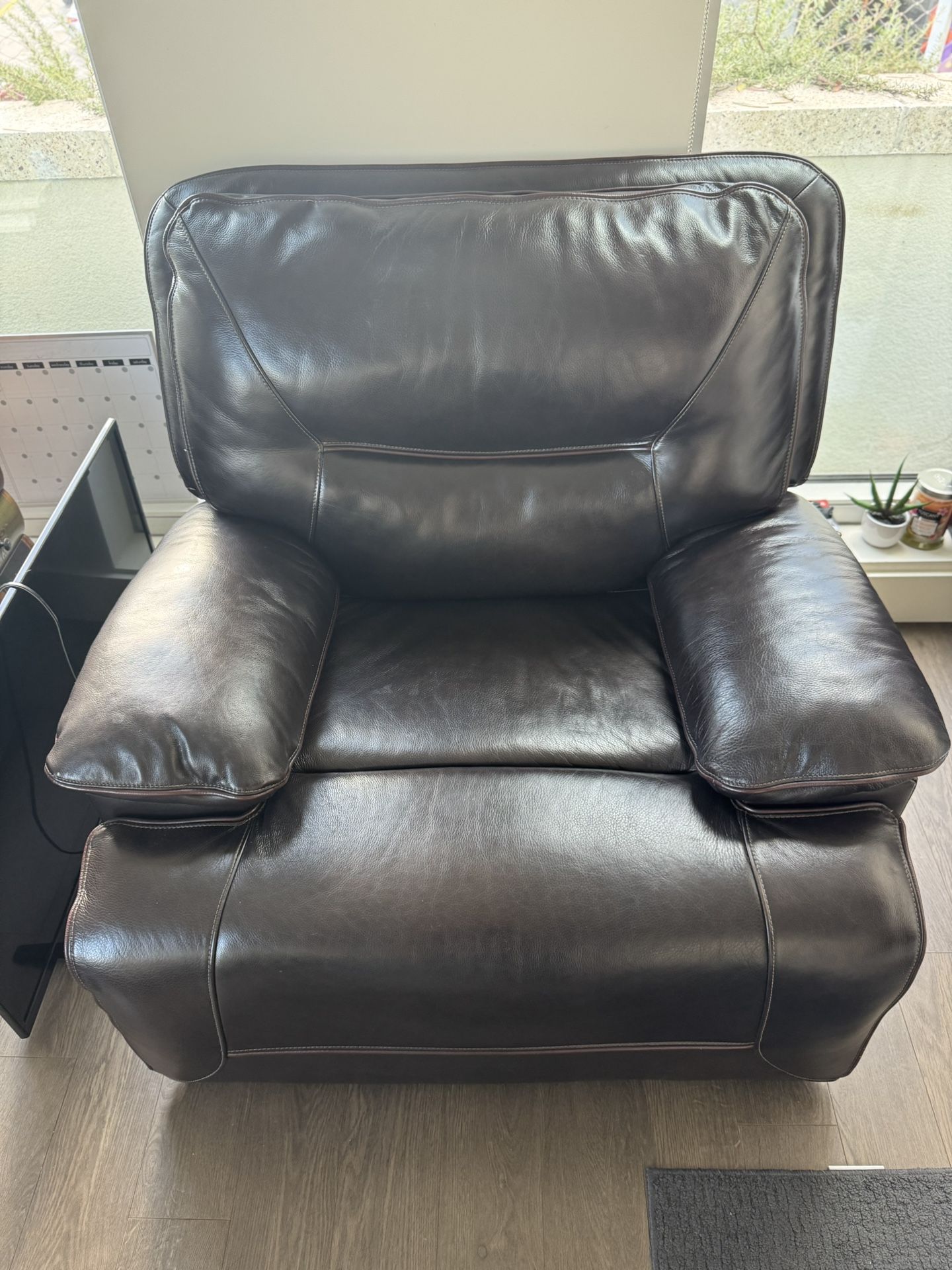 Genuine Leather Power Recliner W Charging Station