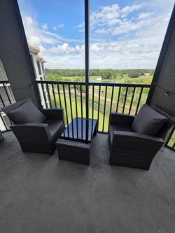 4-Piece Wicker Patio Set – Loveseat, 2 Chairs & Glass-Top Table