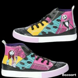 Sz 7.5 Women's Disney Nightmare Before Christmas High Top Lace Up sneaker