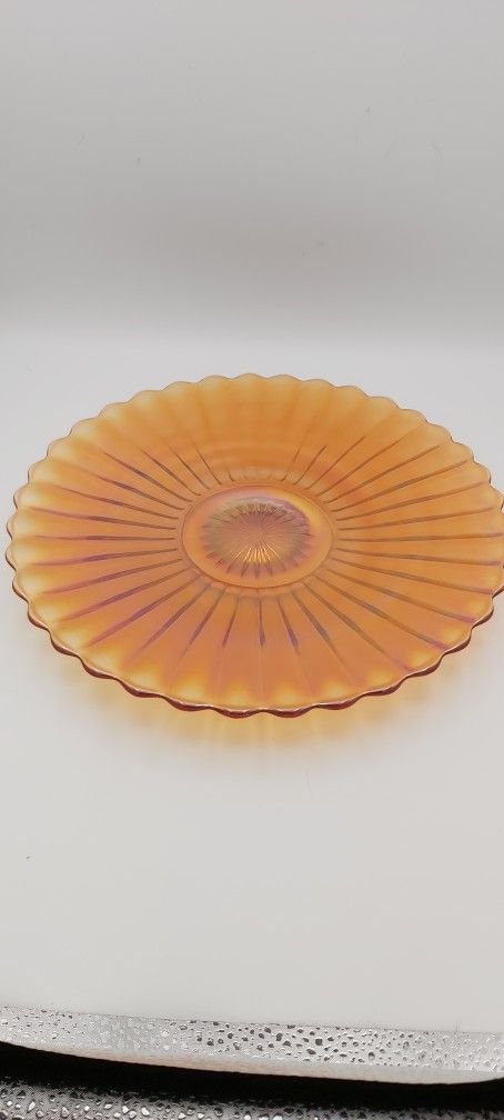 Vintage Imperial Marigold Carnival Glass Cake Platter 