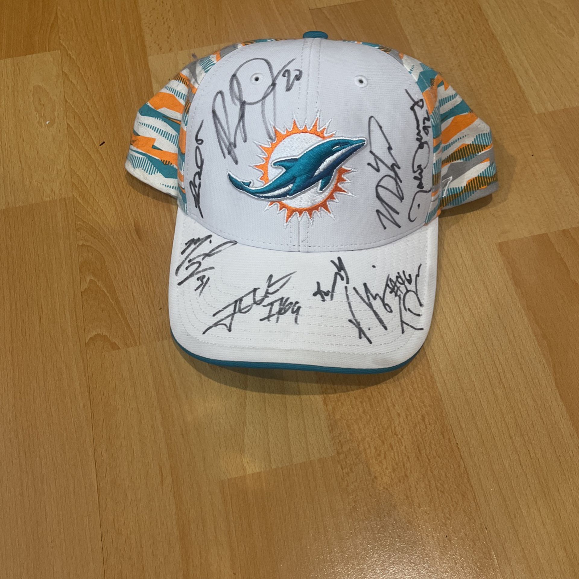 Miami Dolphins hat signed by 7 former players (Including Rashad Jones)+ TD the mascot