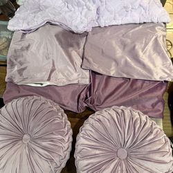 Purple/Mauve Pillow Covers & 2 puff pillows