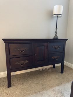 Dark Wood Sideboard with Drawers and Cabinet