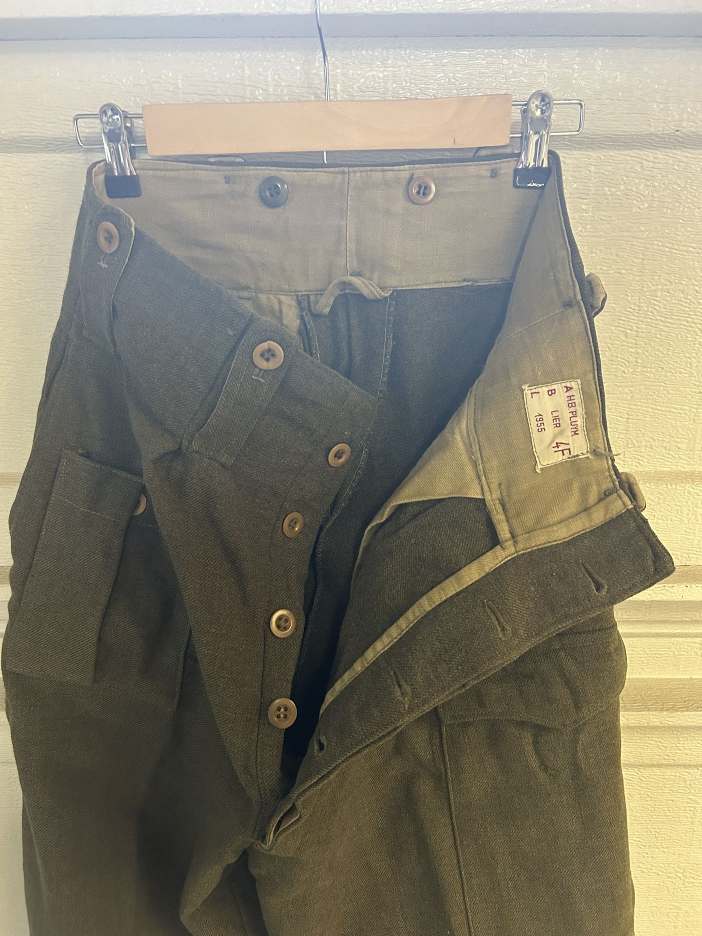 1955 Cold War - French - OD Military Army Wool Trousers