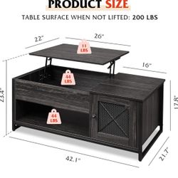 😀 WLIVE Coffee Table for Living Room,Lift Top Coffee Table with Storage,Hidden Compartment and Metal Mesh Door Cabinet,Black,Wood