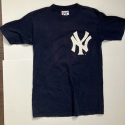 Vintage Majestic Yankees Alex Rodriguez Blue T-Shirt Kids Medium 
