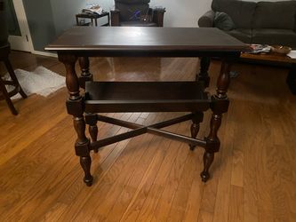 Dark Wood Two-Tier Side Table
