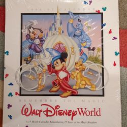 Disney World Remember The Magic 25th Anniversary 15-Month Picture Calendar 1996 - Sealed 