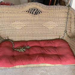 International Caravan Resin Wicker Porch Swing With Cushion And Chains  