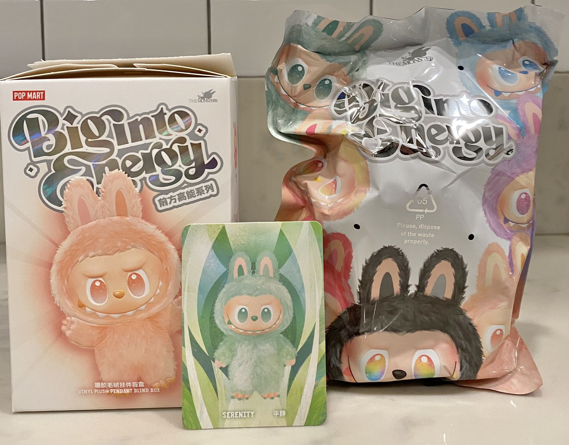 Pop Mart Labubu The Monsters Big Into Energy Serenity Vinyl Plush Blind Box Figure Macaron Pink Green Brown Grey Red White Cream Seat Secret Toy Cute
