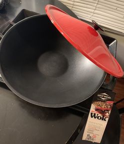 Electric Wok red skillet 6 quarts