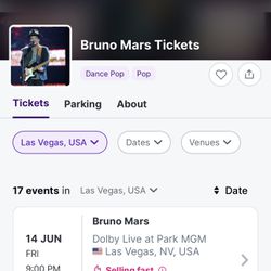 2 Bruno Mars Tickets 