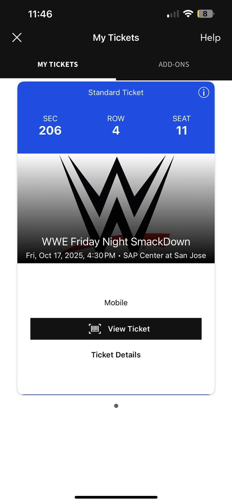 Friday Night SmackDown Ticket 