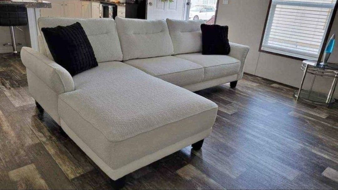 White Fabric Sectional Sofa π π Ivory Couch