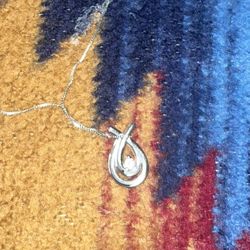 C10k White Gold Genuine Diamond Necklace.