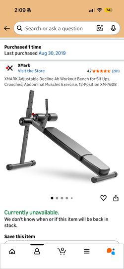 XMark XM-7608 Adjustable Decline Ab Bench - Commercial Grade