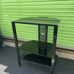 Black Tv Stand Television Table Media Center Console Glass Shelf 