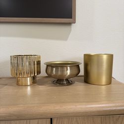 Set of 3 gold vases plant holder bouquet floral arrangement
