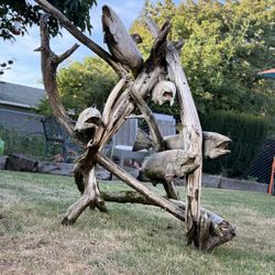 Driftwood Salmon Sculpture