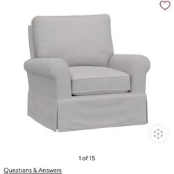 Pottery Barn Kids Comfort Slipcovered Swivel Glider in Linen Blend Gray