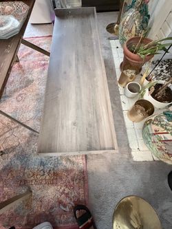 Gray Wood-Look 4 Cubby Storage Bench