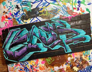 Custom graffiti art on mini brick walls and logo design