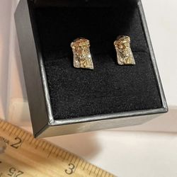 Style :Geniune Diamond Real 10k Gold Epic Rapper Style Jesus Head Earring Studs .25 CTW   Metal - 10k Solid Yellow Gold  Country Of Manufacture : Ital