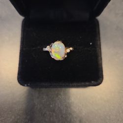 White Opal 14k Ring