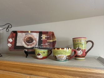 4 Piece Kitchen Coffee Theme Decor