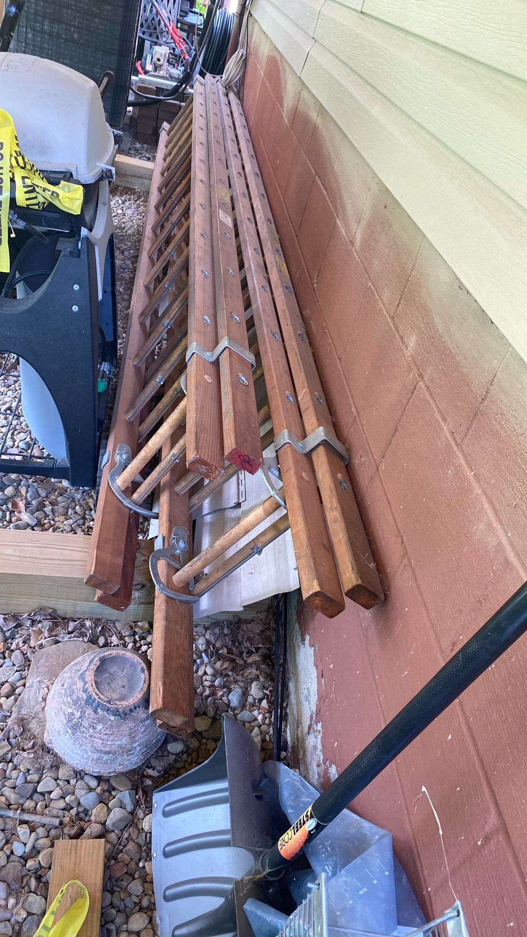 I have two firefighter wood ladder One it’s 14 foot. The other is 16 foot new never use 150 each firm.