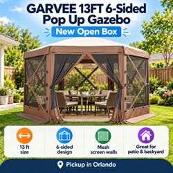 GARVEE 13FT 6-Sided Pop Up Gazebo – New Open Box