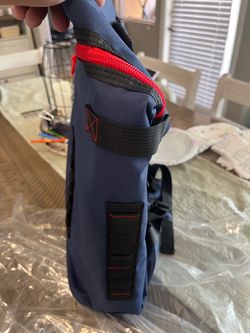 Navy Blue Tactical Backpack with Red Zipper